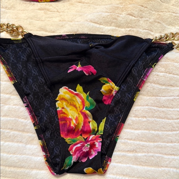 Floral and Leopard Print Bikini with Gold Chain - Picture 2 of 5